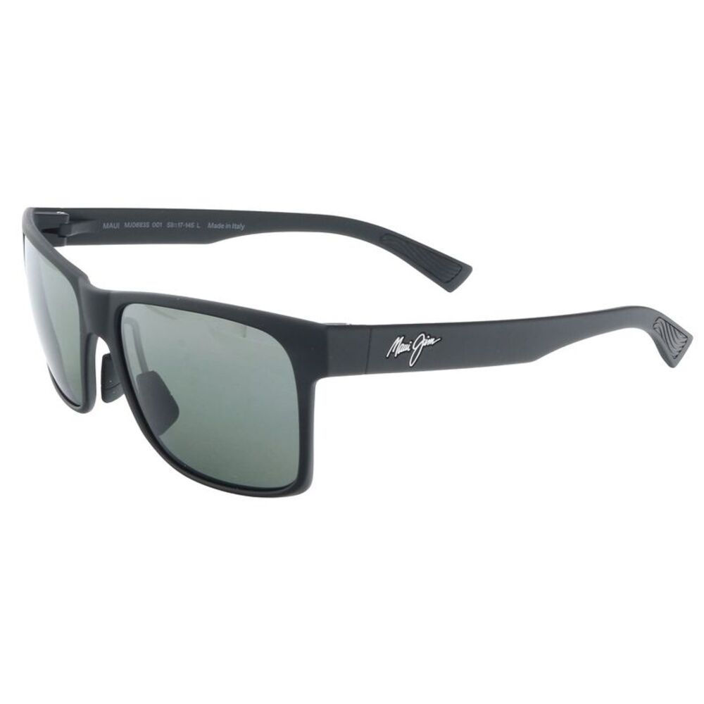 Maui Jim MJ0683S-001 Sleek Matte Black Square Grey Polarized Glass